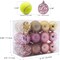 24pcs 2.36" shatterproof Christmas baubles in champagne, pink, and gold.